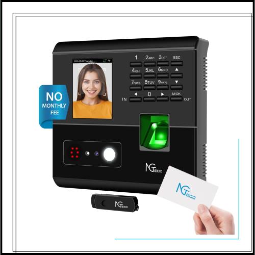 NGTeco 顔認証 多機能タイムレコーダー 指紋・RFID・パスワード対応 高速認証1秒未満 Wi-Fi接続 USBデータ管理 小規模オフィス向け考勤管
