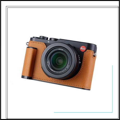 SIUTATDSH カメラハーフケース Leica D-LUX 8用、ビンテージメタル本革インスタントカメラ保護ケース スタイリッシュ ポータブル 耐衝撃