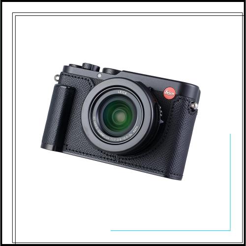 SIUTATDSH カメラハーフケース Leica D-LUX 8用、ビンテージメタル本革インスタントカメラ保護ケース スタイリッシュ ポータブル 耐衝撃