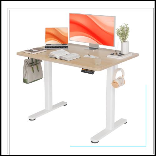 Claiks 昇降デスク 初心者向け スタンディングデスク 電動 パソコンデスク 昇降式 オフィスデスク 幅100cm*奥行き60cm ホワイトフレーム/