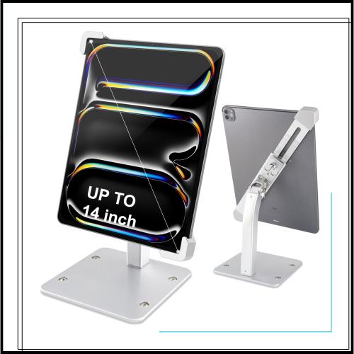 Dosvsi 盗難防止 タブレットセキュリティスタンド デスクトップ iPadスタンド 丈夫なアルミタブレットホルダー 360°回転調整可能 卓上盗