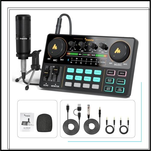 MAONO オーディオインターフェース オーディオミキサー Mixer ポータブル ポッドキャストステレオミキサー pa ＆ ステージ機器用 ミキサー