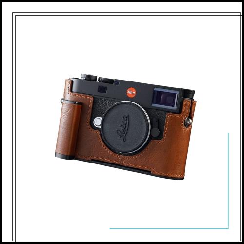 SIUTATDSH カメラハーフケース Leica M11/M11-P用 ビンテージメタル 本革 カメラ保護ケース スタイリッシュ ポータブル 耐衝撃 (コーヒー