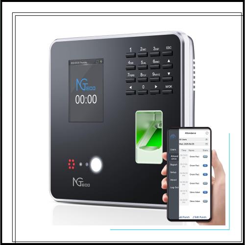 NGTeco 多機能タイムレコーダー 顔認証 指紋認証 RFID パスワード対応 Wi-Fi接続 1秒以内の高速認証 USBデータ管理 小規模・中規模ビジネ