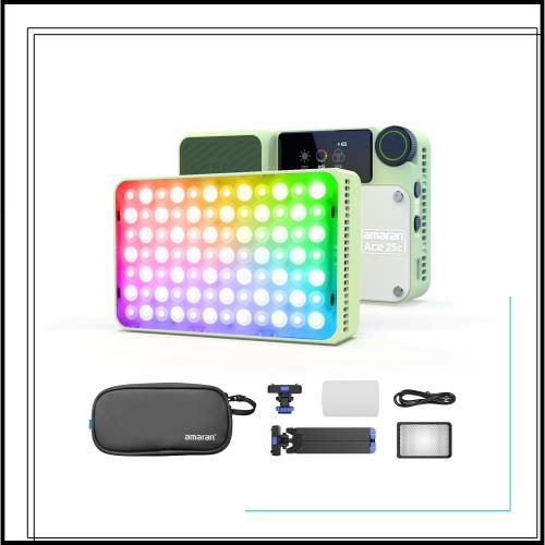 aputure amaran Ace 25C Kit 25W RGB小型撮影ライト フルカラー グリッド＆収納バッグ 磁気吸着・クイックリリース機能付き 1/4ネジ穴搭