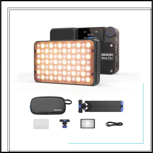 aputure amaran Ace 25X Kit 25W小型撮影ライト 両色温 グリッド＆収納バッグ 磁気吸着・クイックリリース機能付き 1/4ネジ穴搭載 ライブ