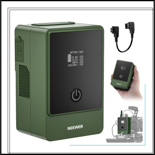 NEEWER ミニVマウントバッテリー 6800mAh 99Wh 14.5V ミニVロック電池 PD 65W 双方向 Type C 急速充電 D Tap/BP/USB AデュアルDCポート/O