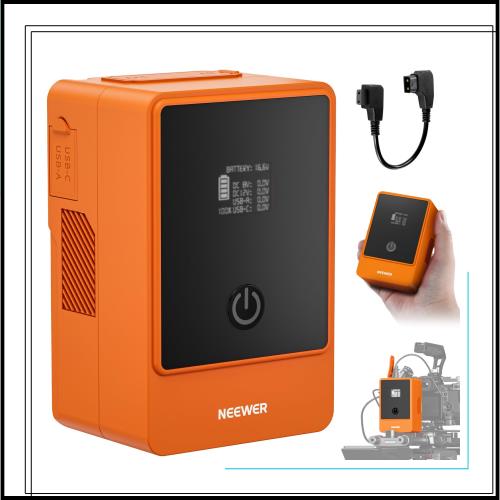 NEEWER ミニVマウントバッテリー 6800mAh 99Wh 14.5V ミニVロック電池 PD 65W 双方向 Type C 急速充電 D Tap/BP/USB AデュアルDCポート/O