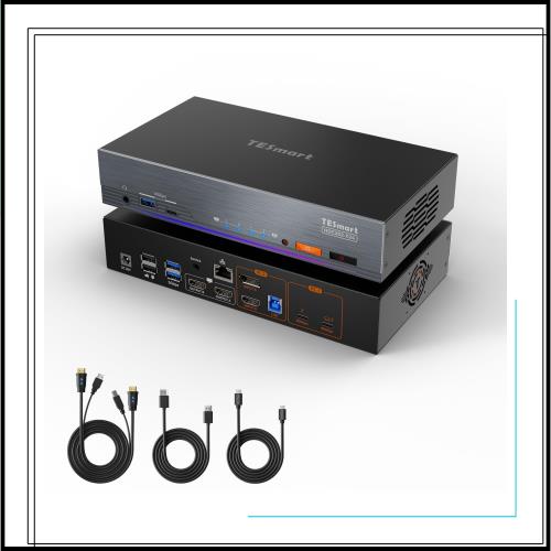 TESmart Thunderbolt 4 KVMスイッチ 2入力2出力 USB-C+HDMI+DisplayPort 2