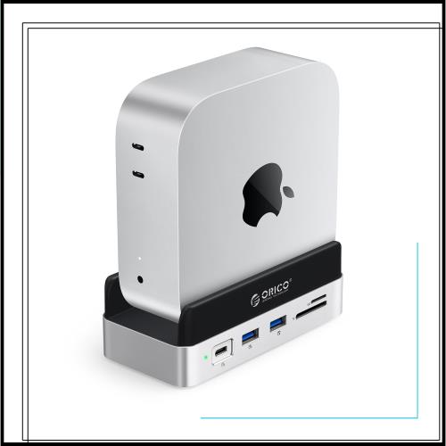 ORICO MiniDock Mac mini M4用スタンド ドック 10-IN-1 USB-Cハブ 10Gbps高速転送 内蔵SSD NVMe M.2 Type 2280 スロット付き（NVMe/SATA
