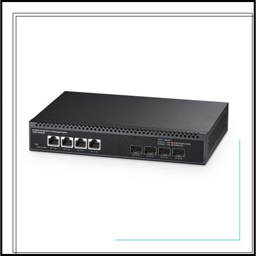 Binardat 8ポート10ギガビットマネージドスイッチ、4x10G RJ45イーサネット、1G/2.5G/5G/10G対応、4x10G SFP+、160Gbps帯域幅、L3ウェブ