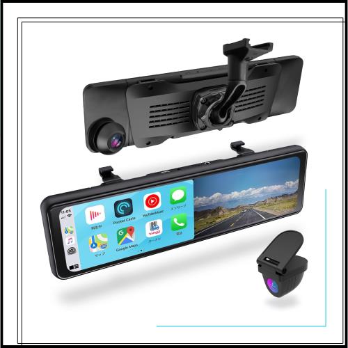 【準爆光液晶＋CarPlay対応】ニコマク ドライブレコーダー ミラー型 純正ミラー交換 Android Auto対応 11インチ 前後カメラ 2K ズーム HD