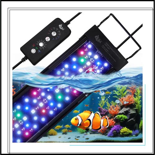 AQQA 水槽ライト アクアリウムライト 水槽led タイマー付き 10段階の明るさ調整 9色切替可能 24/7自動調光モード ip68防水 30CM 45CM 60C 4,276円