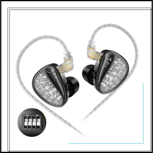 Yinyoo KZ ZA12（4BA+2DD）イヤモニ 有線 ゲーミングイヤホン ノイズキャンセリング ハイブリッド型 ハイエンド kz イヤホン カナル型 高