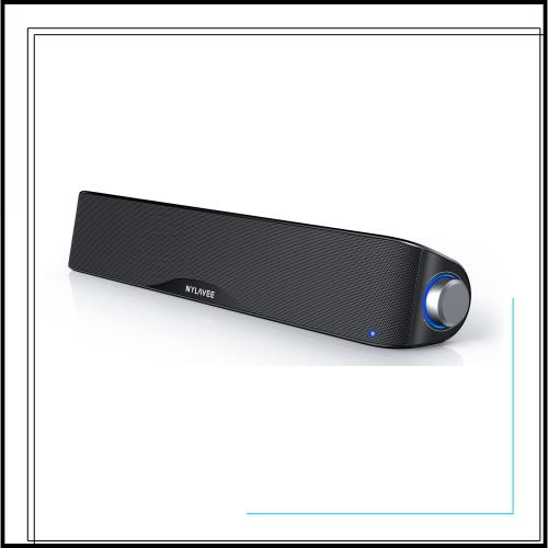 Nylavee PCスピーカー サウンドバー Bluetooth ＆ AUX接続 六つのスピーカーユニット 10W ステレオ 大音量＆豊かな低音 ラップトップ、タブ