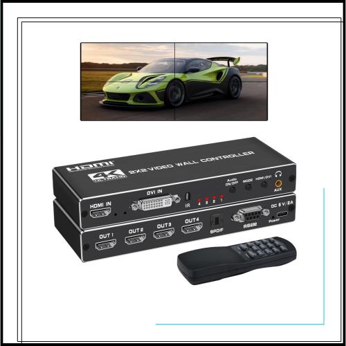 2x2 HDMI ビデオウォールコントローラー 4K HDディスプレイ 2x2/ 1x1/ 1x2/ 1x3/ 1x4/ 2x1/ 3x1/ 4x1 1920x1080P 60Hz HDMI DVI RS232 映