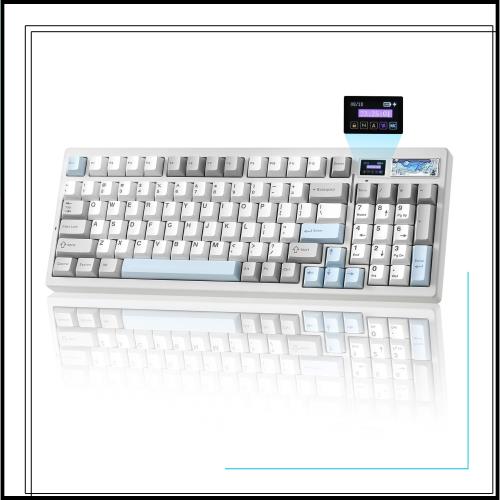 YUNZII IF99 96%レイアウト ワイヤレス ゲーミングキーボード メカニカル bluetooth/2.4G/有線 LCDスクリーン QMK/VIAプログラマブル ガ