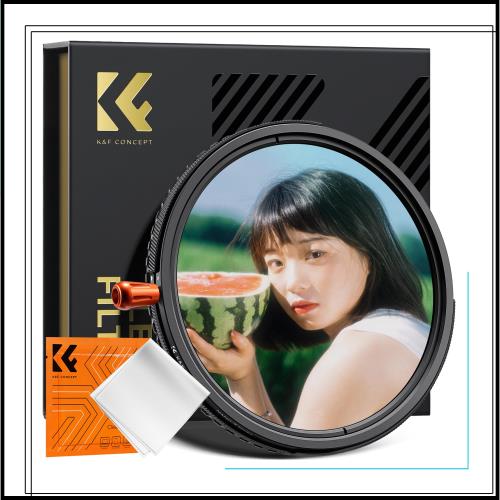 K＆F Concept 77mm ND2-32＆CPL＆1/4ブラックミスト 3in1 1枚3役 多機能フィルター 減光効果+偏光効果+ソフト効果 可変NDフィルター PLフィ