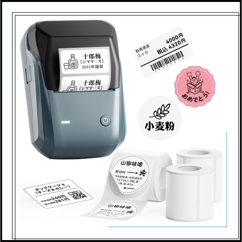 NIIMBOT B1 ラベルメーカー スマホ ラベルライター本体+3巻ラベル付き 感熱ラベルライター 値札プリンター Bluetooth接続 商業プリンター