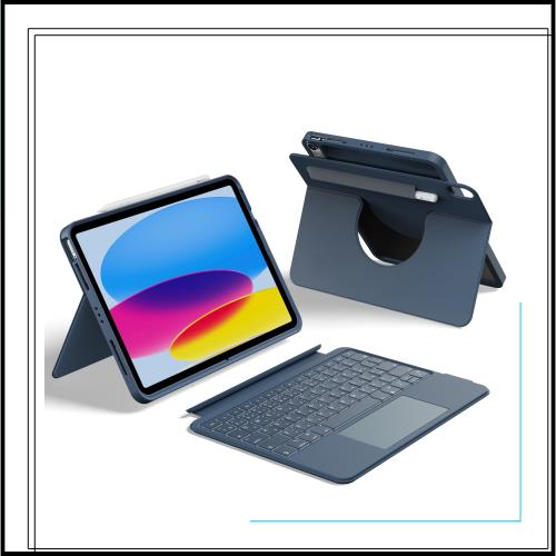 HOU対応 iPad 11インチA16 2025/10世代 ケース キーボード、iPad第11/10世代用回転式＆着脱式キーボードケース、伸縮性ペンホルダー、完