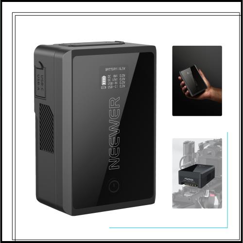 NEEWER ミニVマウントバッテリー ミニVロック電池 D Tap/USB C/USB A/BP/デュアル DC ポート/OLEDスクリーン付き 3450mAh 50Wh 14.54V 45