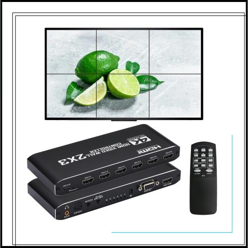 2x3 HDMI ビデオウォールコントローラー 4K@30Hz HDディスプレイ 1920x1080P 60Hz RS232 映像入力 6 HDMI 出力 リモコン付き、縁消し、18