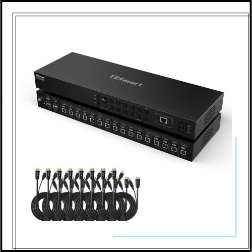 TESmart 16ポート HDMI KVMスイッチ パソコン16台 モニター1台切り替え KVM切替器 4K@30Hz/60Hz HDCP2.2 RGB4:4:4 EDID機能対応 RS232ポ