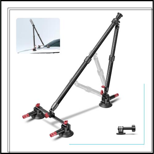 NEEWER トリプル吸盤マウント カーボン製 アクションカメラ用 アクションカメラアダプター/NATOレール/60cm延長ポール付き サクションカ