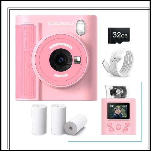 Moledro プリントカメラ 子供用 インスタントデジカメ キッズ 4800万画素 1080P動画 感熱紙 印刷 32GBマイクロSDカード付き トイ インス