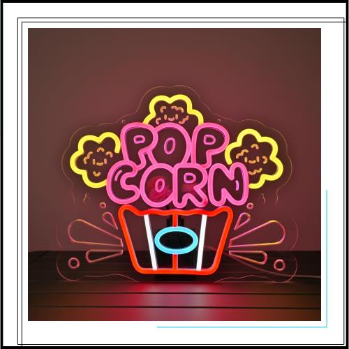 CNBEYOUNG POPCORN ネオンライト 店舗用LED NEON SIGN 多階段調光可 ポップコンネオン 店用標識SIGN インテリア飾り NEON管 映画館 バー