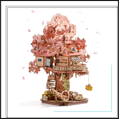 Rolife 立体パズル 木製 桜のツリーハウス ブランコ付き 初心者向け 組み立てキット DIY 創造的なモデル クラフトさくらの家 和風 インテ