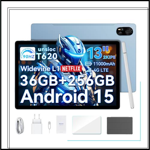 【 13インチ 2K 90Hz大画面】Blackview MEGA8 android15 タブレット 1920*1200pix、36GB+256GB+2TB TF拡張 11000mAh+急速充電器付き T620