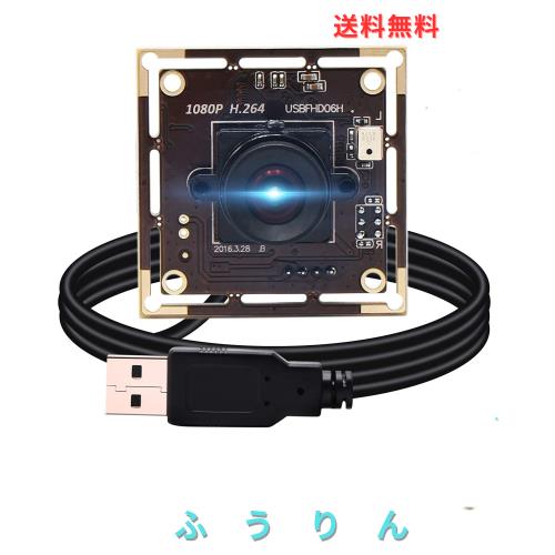 ELP 1080P USBカメラモジュール 100度無歪みレンズ付き 2MP小型USBカメラ IMX323センサー付き ミニUVCビデオウェブカメラ マイク付き Win