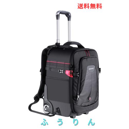 Neewer 2-in-1ローリングカメラバックパック 耐衝撃コンパートメント/隠しプルバー 耐久防水 カメラ、三脚、レンズ、ラップトップに対応(