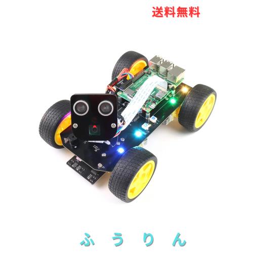 Freenove Raspberry Pi 5 4 B 3 B+ Zero 2 W 用 4WD Smart Car Kit、顔追跡、ライン追跡、光追跡、障害物回避、アプリ制御、カメラ、サー