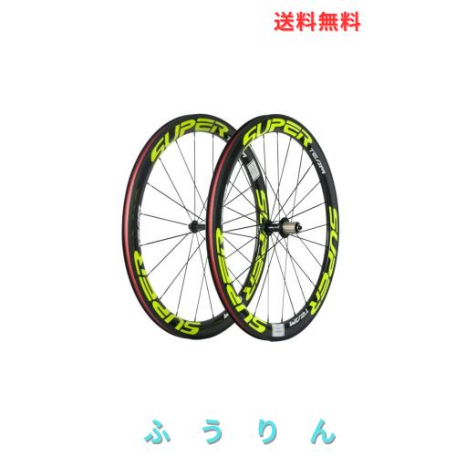 Superteamカーボンホイール50mmクリンチャー700cバイクホイール1ペア (蛍光イエロー) 33,357円