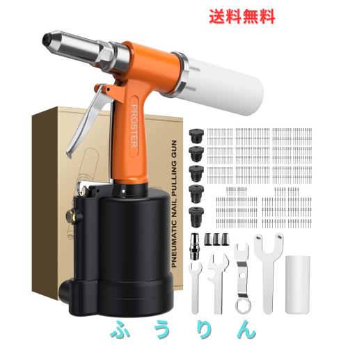 Proster エアーリベッター 空気圧リベットガン 2.4/ 3.2/ 4.0/ 4.8/ 6.4mm ノーズピース 500本リベット付属
