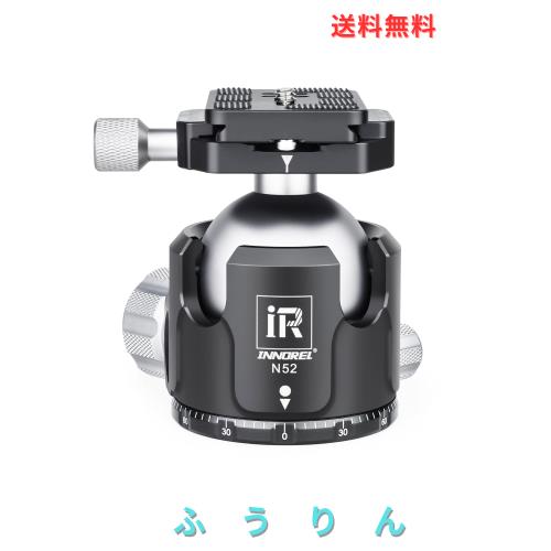 INNOREL 自由雲台 ボール雲台 微動雲台 Nシリーズ 低重心 耐荷重最大30kg ボールヘッド直径 52ｍｍ 強化 CNC アルミ合金 三脚 一脚 一眼