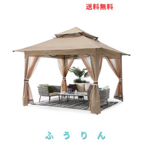 ABCCANOPY ワンタッチタープテント 3mx3m センターロック付き サイドシート4枚 メッシュスクリーン 蚊帳テント 虫除け対策 バグガード 大