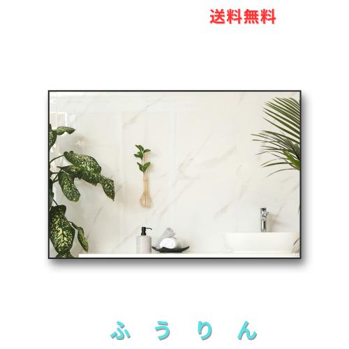 Nitin 大型モダンウォールミラー、76CM x 56CM長方形の壁掛けミラー、寝室のバスルームに水平または垂直に吊るす