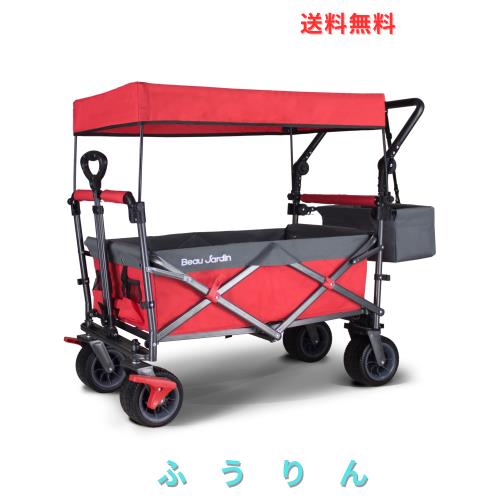 TMZ折りたたみ式全地形ガーデン車両、屋外キャンプキャンプ車両、取り外し可能なルーフ、伸縮式プルロッド、マルチスピード調整可能プッ