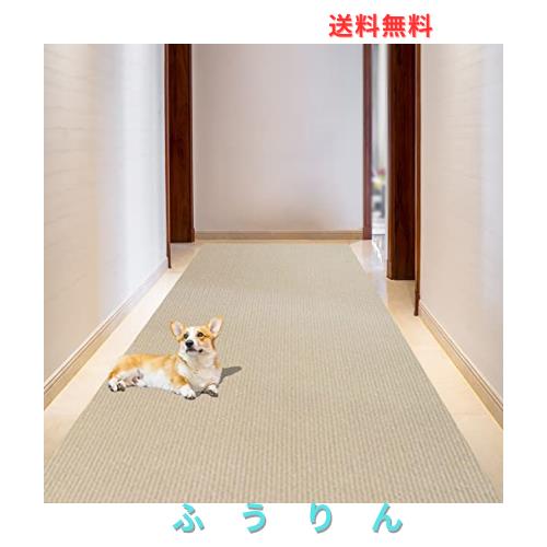 YOXU 廊下マット 廊下敷き 厚さ4mm 滑り止め 床保護 キズ防止 カーペット 騒音対策 スレない 素足 水で洗える タイルマット (ベージュ, 6