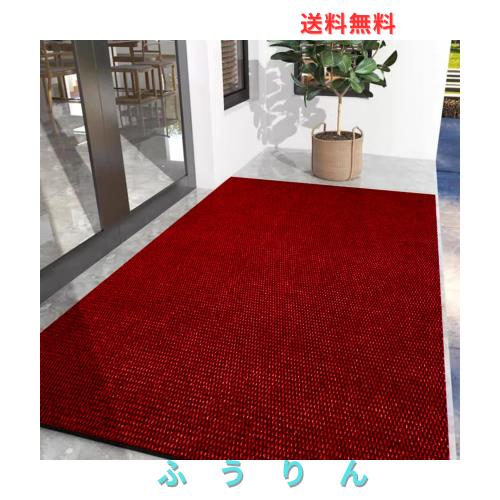 玄関マット キッチンマット屋外 室内 滑り止め 業務用 無地 大判 マット シンプル 泥落とし 足ふきマット（レッド120*150）