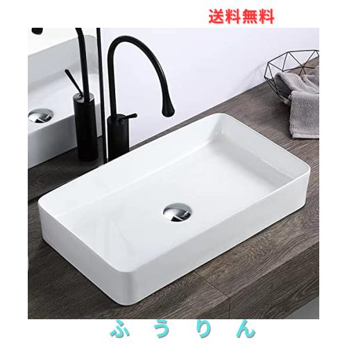 【JOMOWN限定排水セット付き】 大型 洗面ボウル おしゃれ 手洗いボウル 605*355*110mm 洗面ボール 置き型 陶器製 手洗い器 洗面台 (長方 12,879円