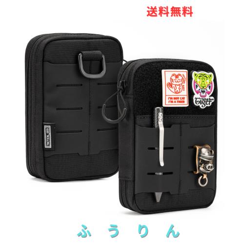 TACTICAL GEEK Block E2.0 EDCコンパクトウエストポケットポーチ、DIYパッチエリア付き小型ポケットオーガナイザー、マルチツール用多目