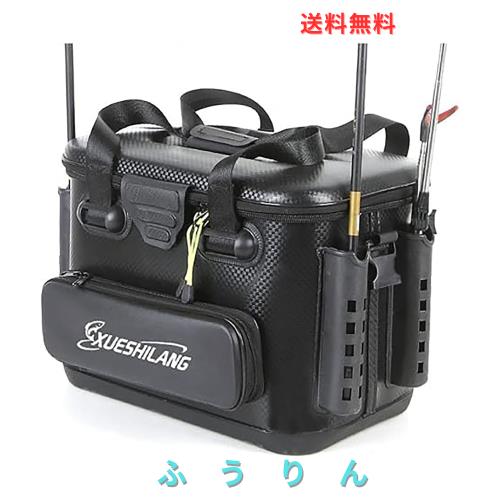 [MISHIWVN] バッカン 海釣りボックス EVA製 多機能ケース ハンドル付き 収納付き アウトドアに最適 (ブラック 45*30*32cm)
