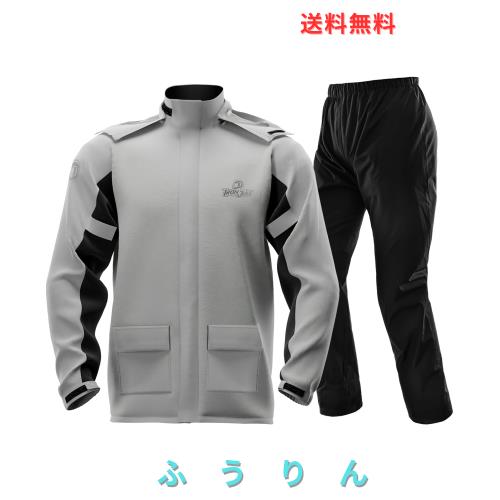[IRON JIA’S] バイク レインウェア バイク用カッパ 上下セット シューズカバー付き メンズ レインコート レインスーツ 自転車 ゴルフ 作