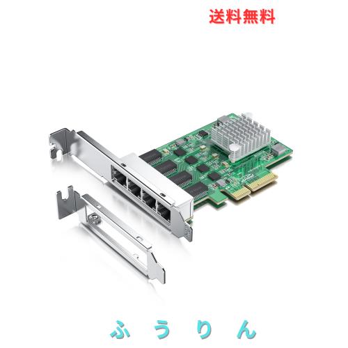 10Gtek 2.5G NIC 100/1000/2500Mbps PCIe ギガビット ネットワークカード LAN カード,クワッドRJ-45ポート,Realtek RTL8125コントローラ