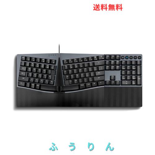 Perixx Px Ergo Mech エルゴノミクスキーボード メカニカル フルサイズ ロープロファイル 有線接続 USB Windows/Mac OS Xと互換性あり ブ