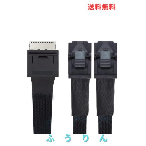 Cablec 50 cm OCuLink PCIe PCI Express SFF-8611 8 x 8チャネルからデュアルSFF-8643 HD 4 x SSDデータアクティブケーブル